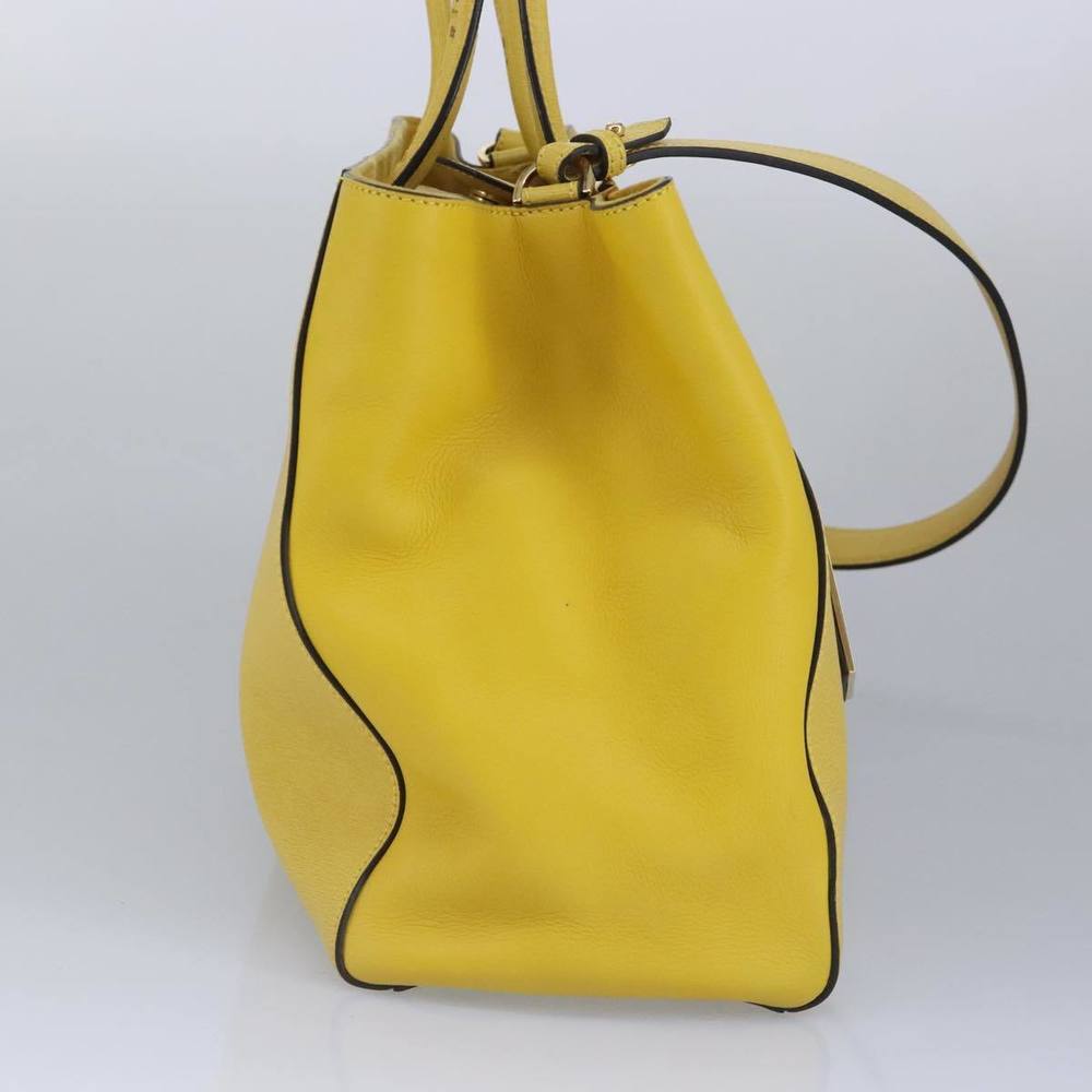 FENDI To joule Hand Bag Leather 2way Yellow Gold Auth 100188 - Picture 4 of 16